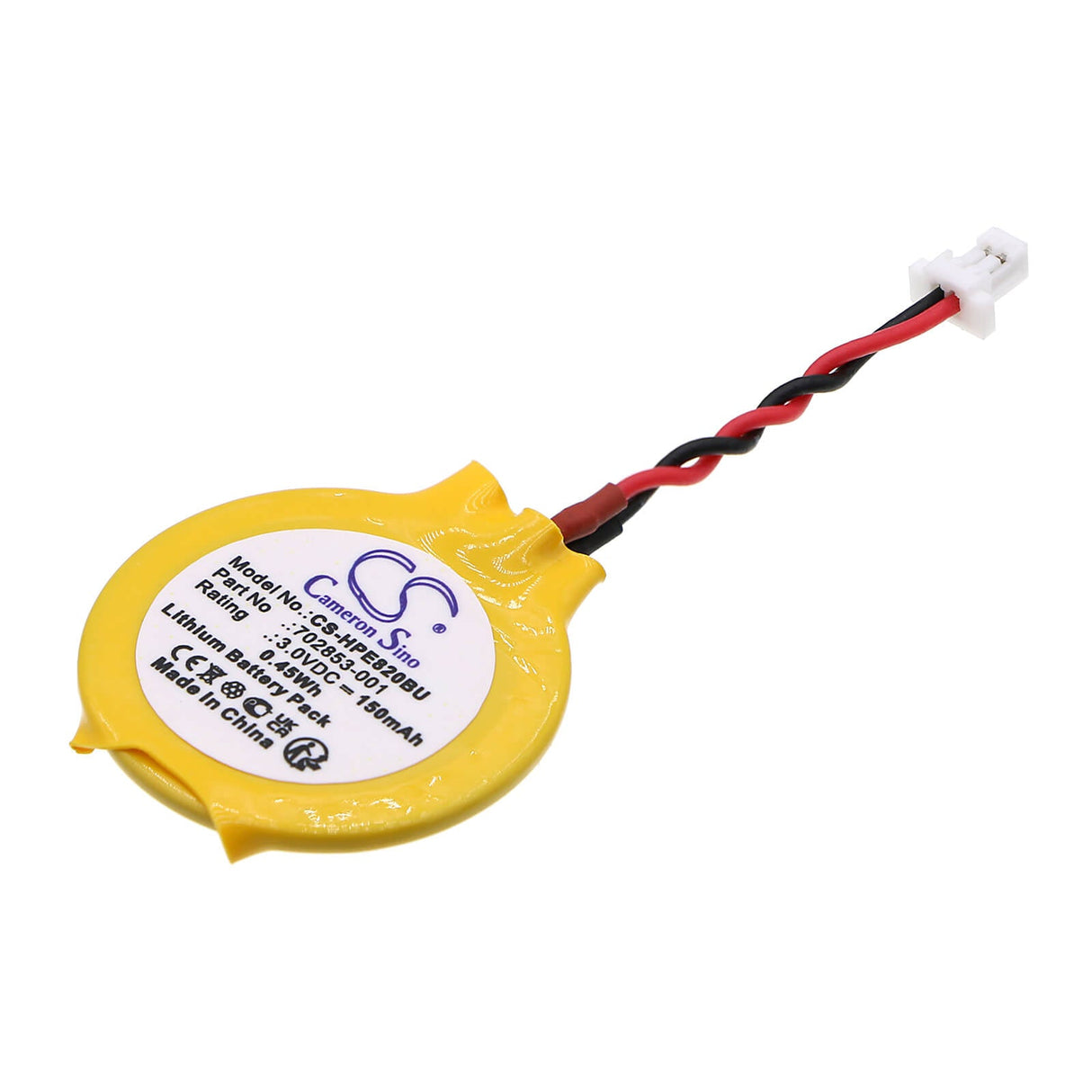 3,0V, Lithium, 150mAh, CMOS / Batterie de secours compatible avec Hp, 702853-001, 9480m, EliteBook 1030 G1, 0,45Wh CMOS / BackUp Cameron Sino Technology Limited