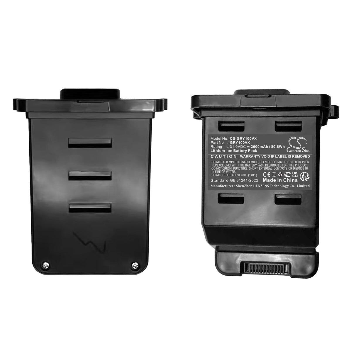 31.0V, Li-ion, 2600mAh, Vacuum battery fits Greenhome, Oley, 80.6Wh Vacuum Cameron Sino Technology Limited