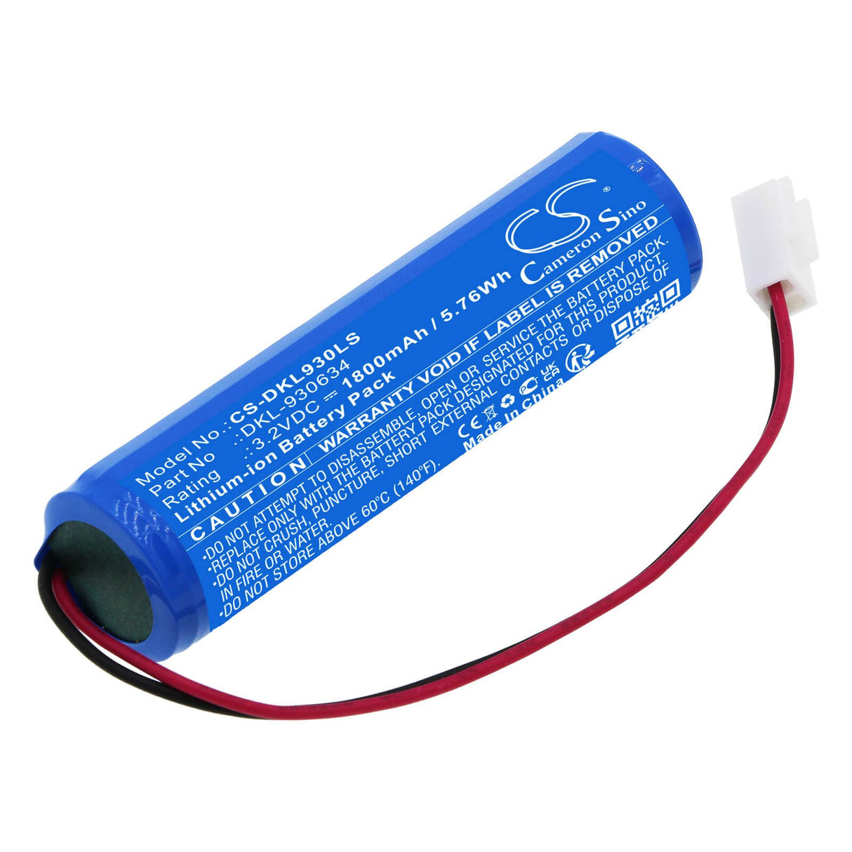 3,2V, LiFePO4, 1800mAh, batterie d'éclairage d'urgence s'adapte à Deko-light, Dkl-930634, Luminaire de plafond Almaaz Emerg, 5,76Wh Éclairage d'urgence Cameron Sino Technology Limited