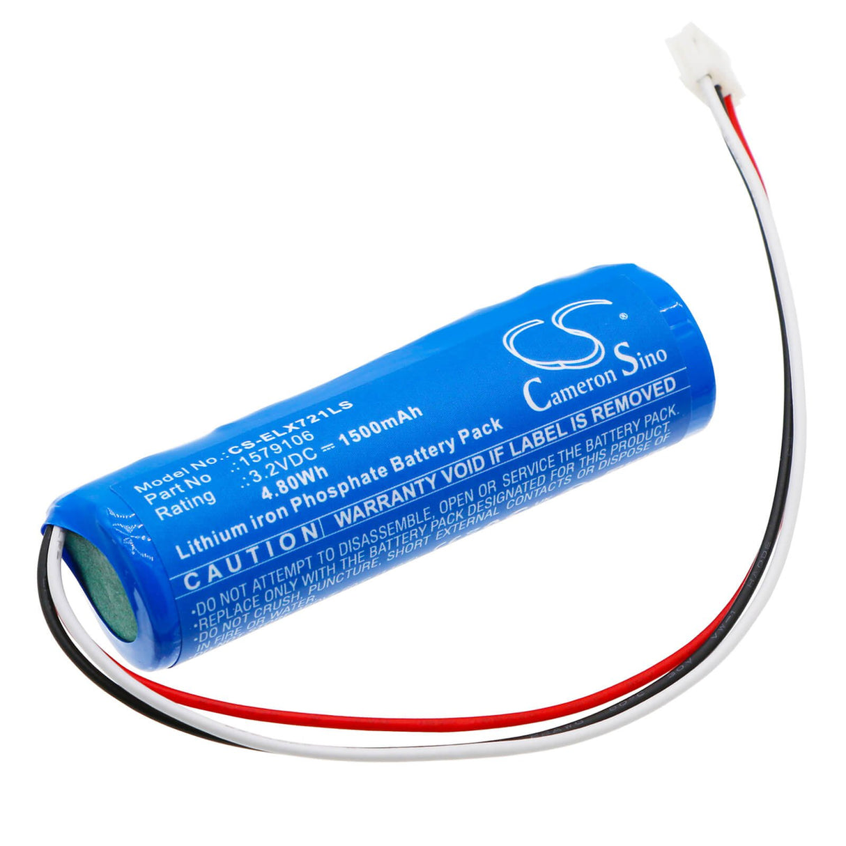 3.2V, LiFePO4, 1500mAh, Batterie d'éclairage d'urgence compatible avec Esylux, 1579106, Série Sla, Slb Révision 2022, 4.80Wh Éclairage d'urgence Cameron Sino Technology Limited