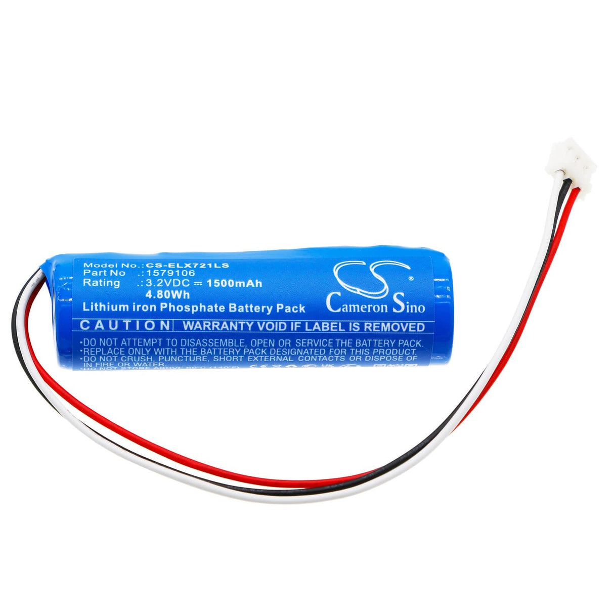 3.2V, LiFePO4, 1500mAh, Batterie d'éclairage d'urgence compatible avec Esylux, 1579106, Série Sla, Slb Révision 2022, 4.80Wh Éclairage d'urgence Cameron Sino Technology Limited