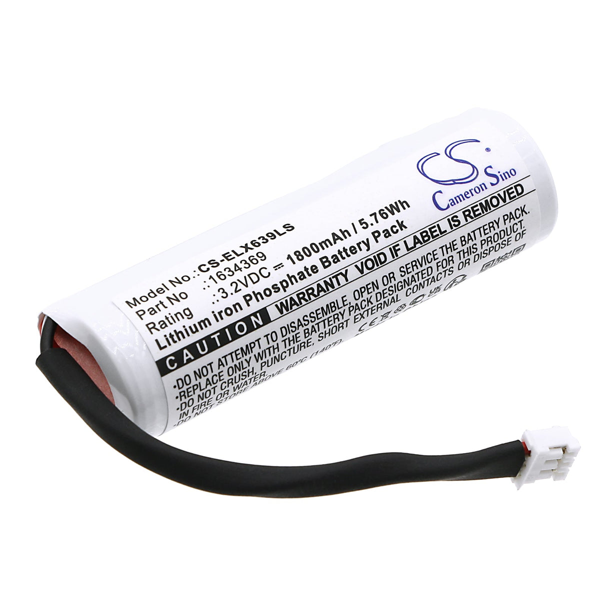 3.2V, LiFePO4, 1800mAh, batterie d'éclairage d'urgence compatible avec Esylux, 1634369, Sle, Slf Révision Ab 2022, 5.76Wh Éclairage d'urgence Cameron Sino Technology Limited