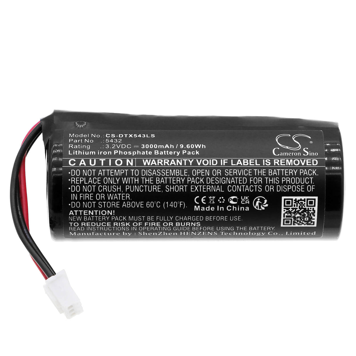 3.2V, LiFePO4, 3000mAh, Batterie d'éclairage de secours compatible avec Dotlux, 5432, Lightbarexit, 9.60Wh Éclairage de secours Cameron Sino Technology Limited