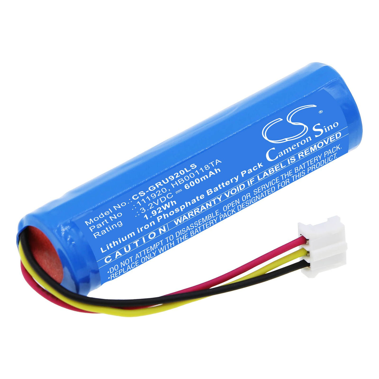 3.2V, LiFePO4, 600mAh, Batterie d'éclairage d'urgence compatible avec Legrand, Baes, 111920, Baes+dbr Uralife V, 1.92Wh Éclairage d'urgence Cameron Sino Technology Limited