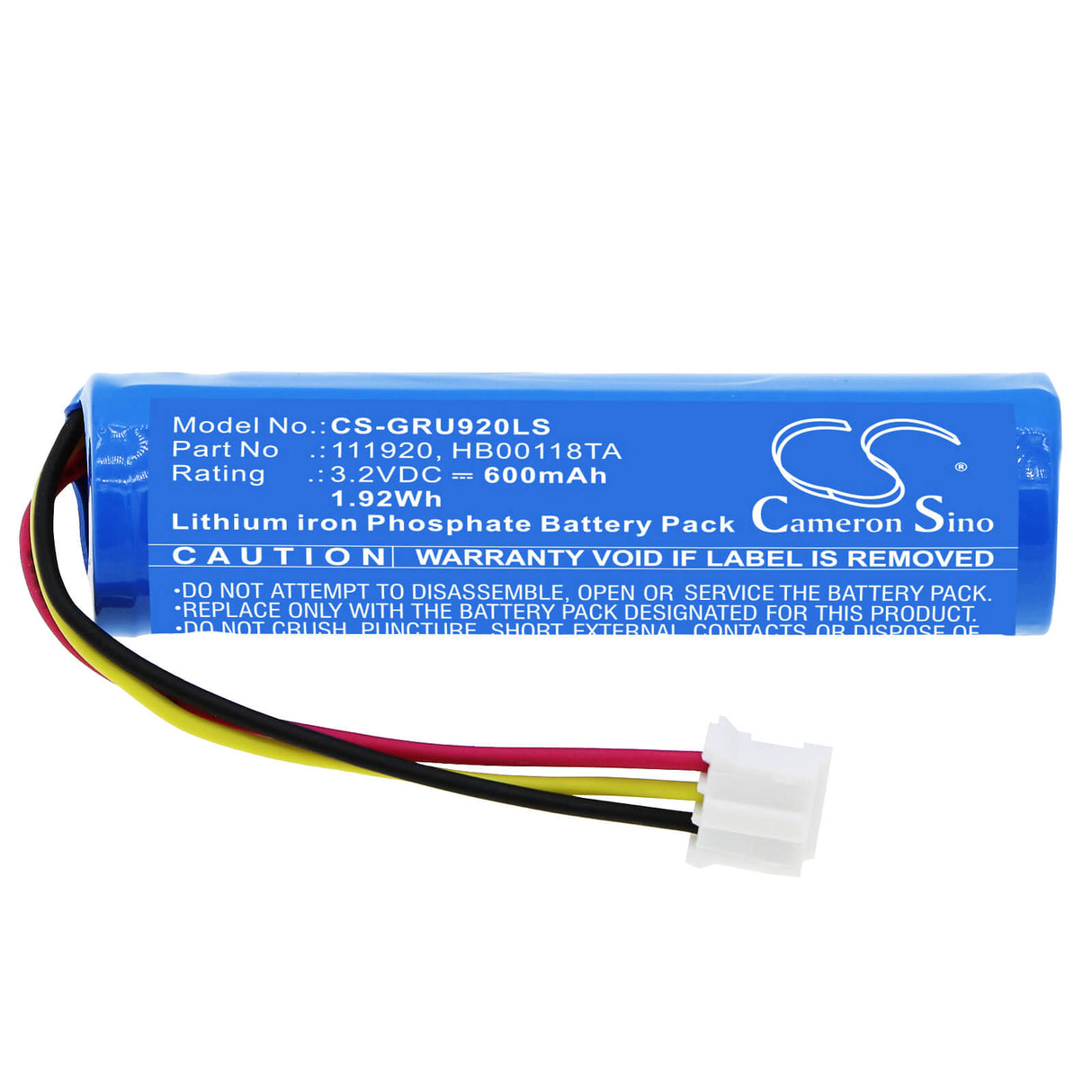 3.2V, LiFePO4, 600mAh, Batterie d'éclairage d'urgence compatible avec Legrand, Baes, 111920, Baes+dbr Uralife V, 1.92Wh Éclairage d'urgence Cameron Sino Technology Limited
