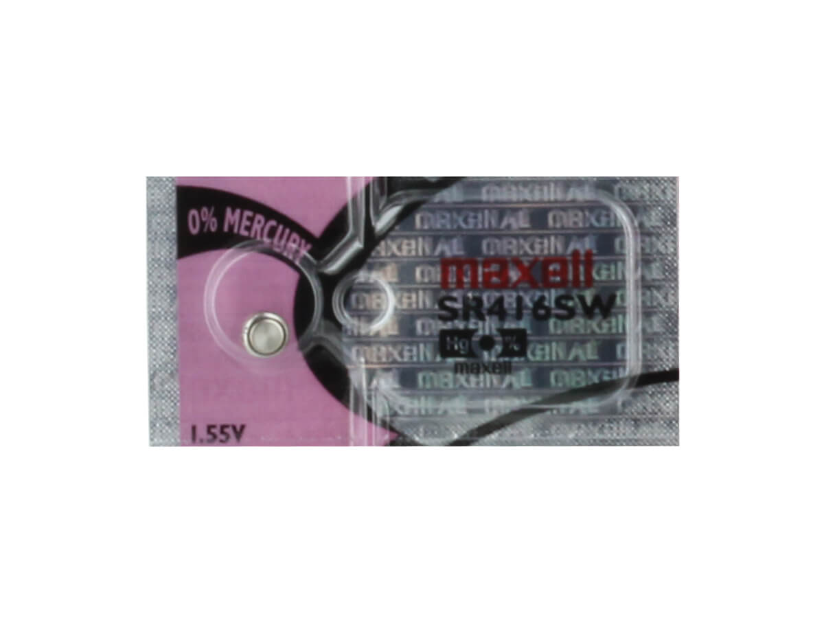 Five Pieces of Maxell 337 - Sr416sw 1.55 Volt Silver Oxide Battery Coin Cell Batteries Maxell