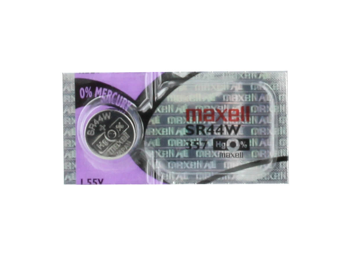 Five pieces of 357 - Sr44w 1.55 Volt Silver Oxide Battery Replacement Coin Cell Batteries Maxell