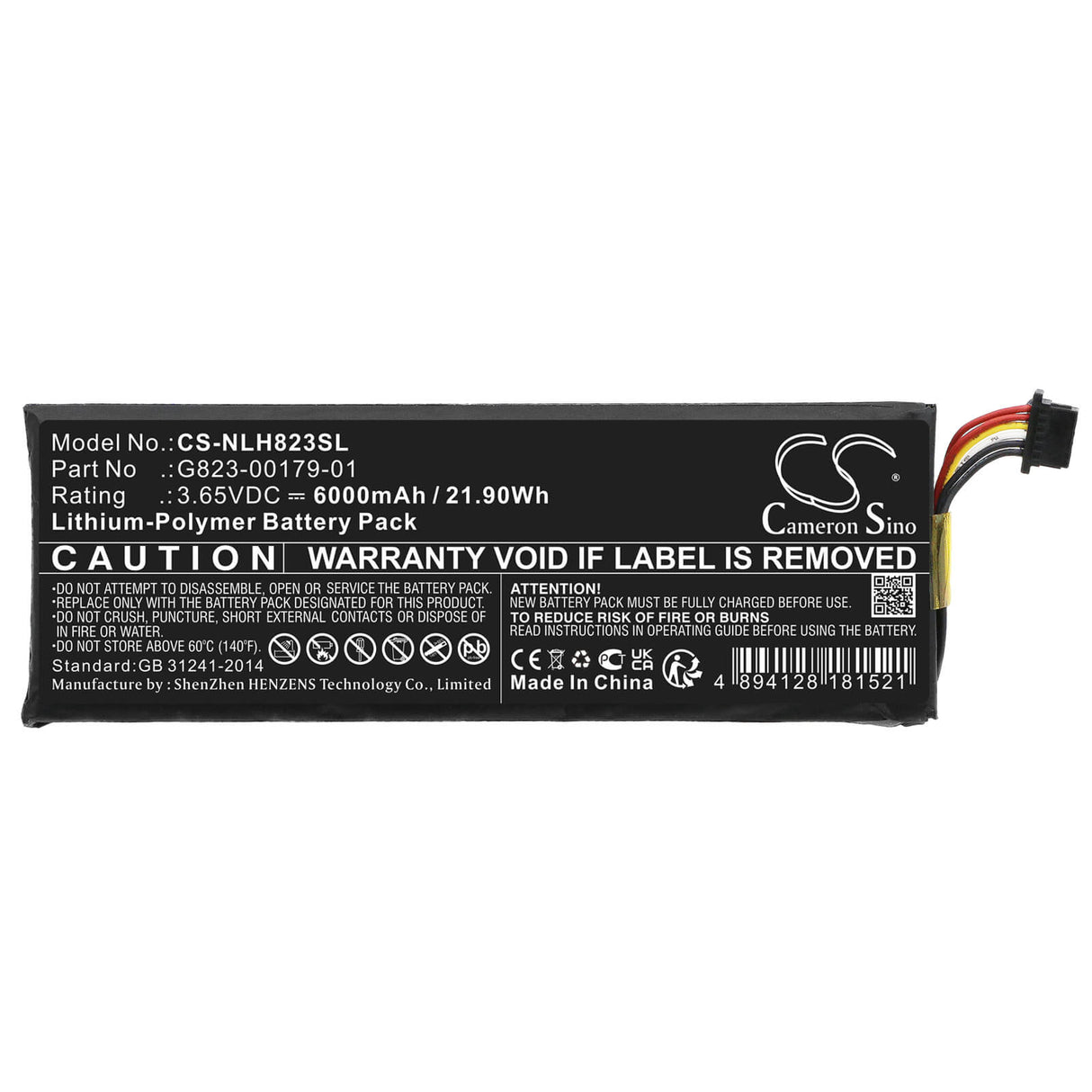 3.65v, Li-polymer, 6000mah, Battery Fits Nest Doorbell, Gq Style Ac, 21.90wh Home Security Camera Cameron Sino Technology Limited