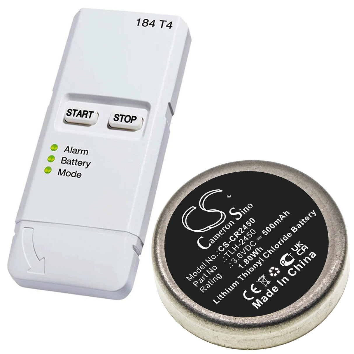 3.6V, Li-SOCl2, 500mAh, Equipment battery fits Testo, Tlh-2450, 184-T4, 1.8Wh Equipment, Survey, Test Cameron Sino Technology Limited