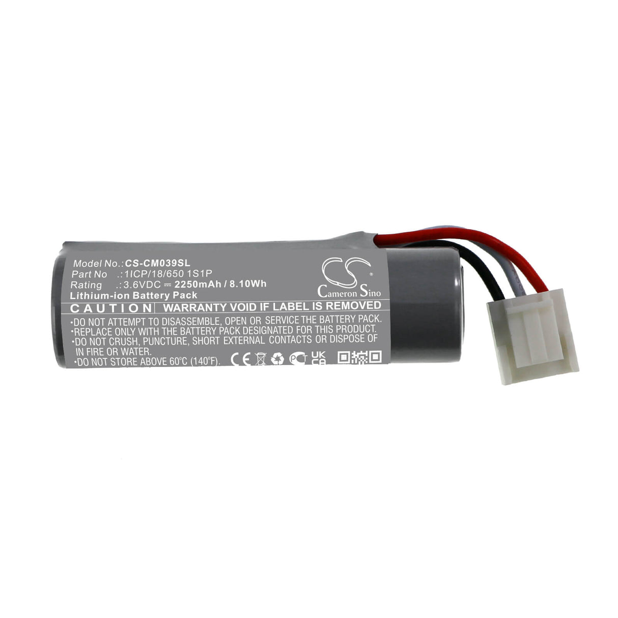 3,6V, Li-ion, 2250mAh, Batterie Pack batterie compatible avec Custom Battery Packs, 1icp/18/650 1s1p, 8,1Wh Batterie Pack Cameron Sino Technology Limited