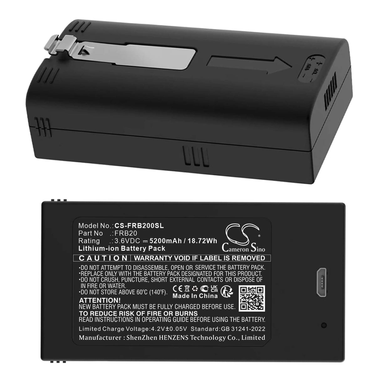 3.6V, Li-ion, 5200mAh, batterie de caméra de sécurité domestique compatible avec Imou, Frb20, Cell 2 Camera, 18.72Wh Caméra de sécurité domestique Cameron Sino Technology Limited
