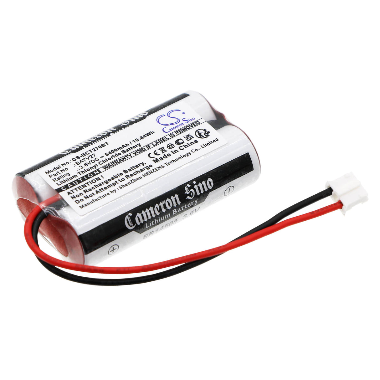 3.6v, Li-socl2, 5400mah, Alarm Battery Fits Daitem, 152-27d, 153-27d, 19.44wh Alarm System Cameron Sino Technology Limited