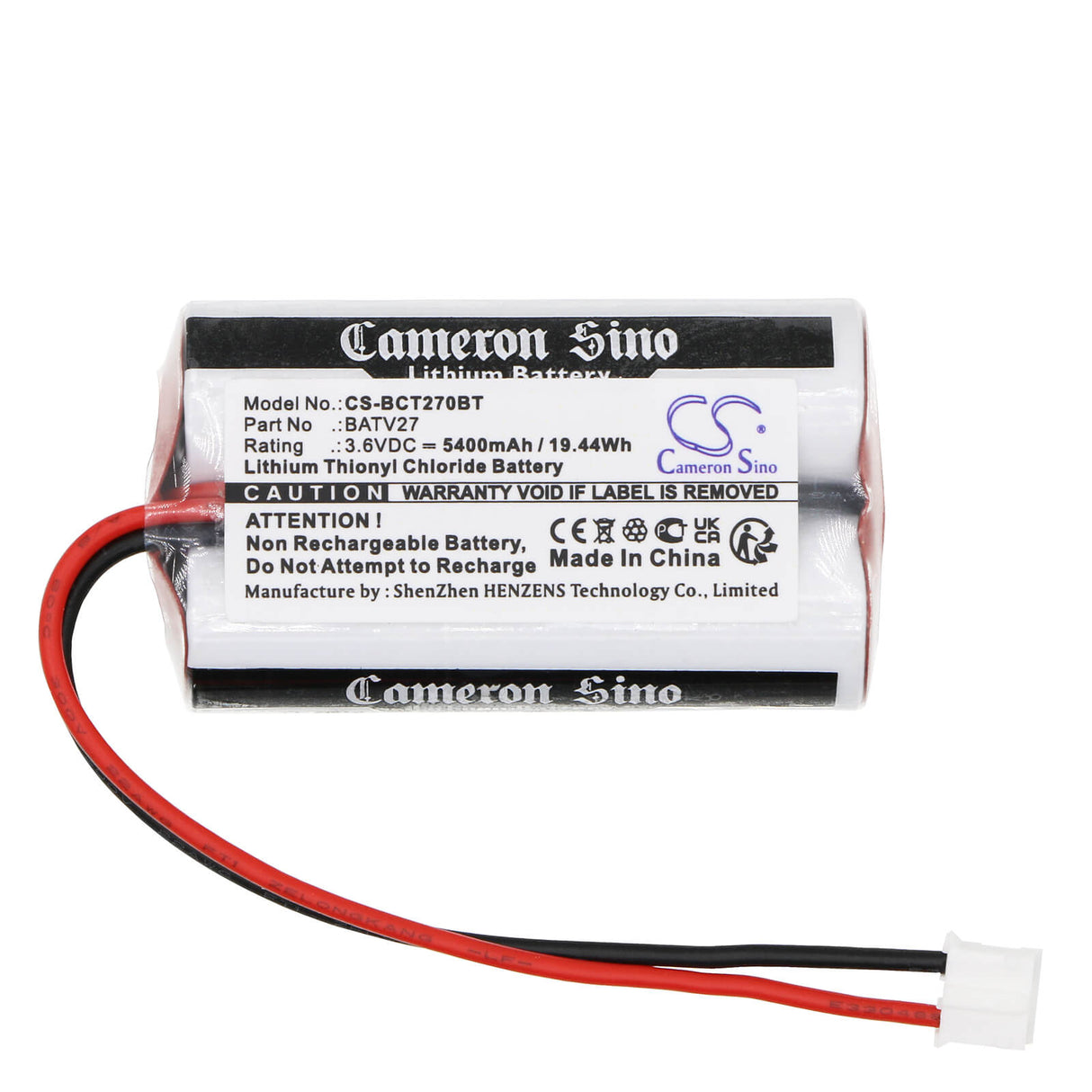 3.6v, Li-socl2, 5400mah, Alarm Battery Fits Daitem, 152-27d, 153-27d, 19.44wh Alarm System Cameron Sino Technology Limited