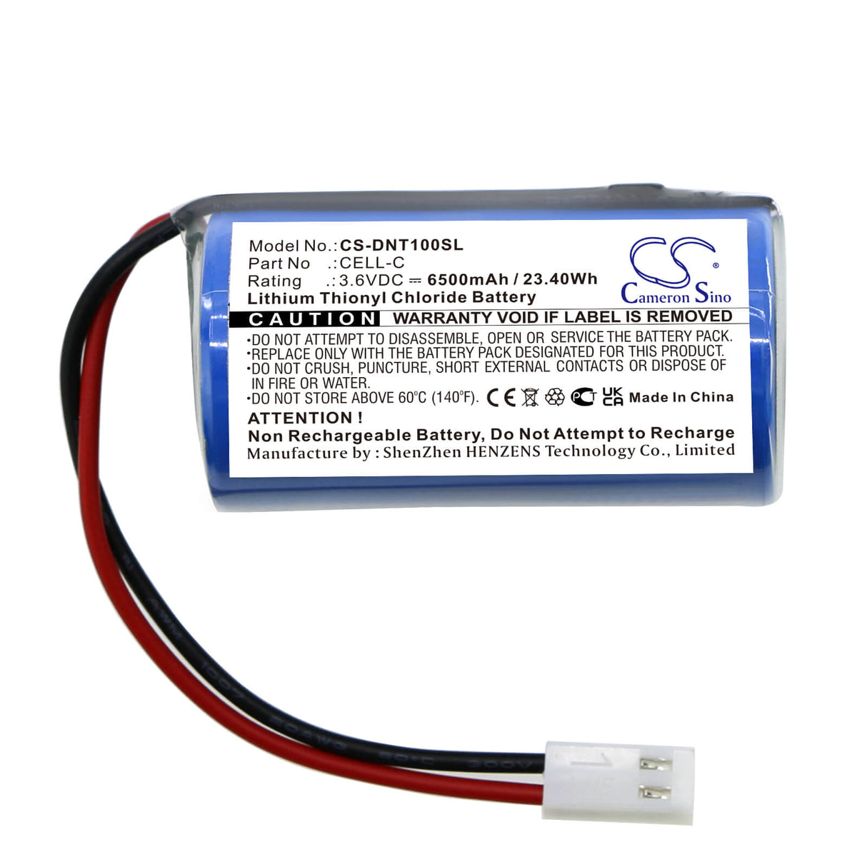 3,6V, Li-SOCl2, 6500mAh, Batterie d'équipement compatible avec Dent, Cell-c, Instruments, 23.4Wh Équipement, Enquête, Test Cameron Sino Technology Limited