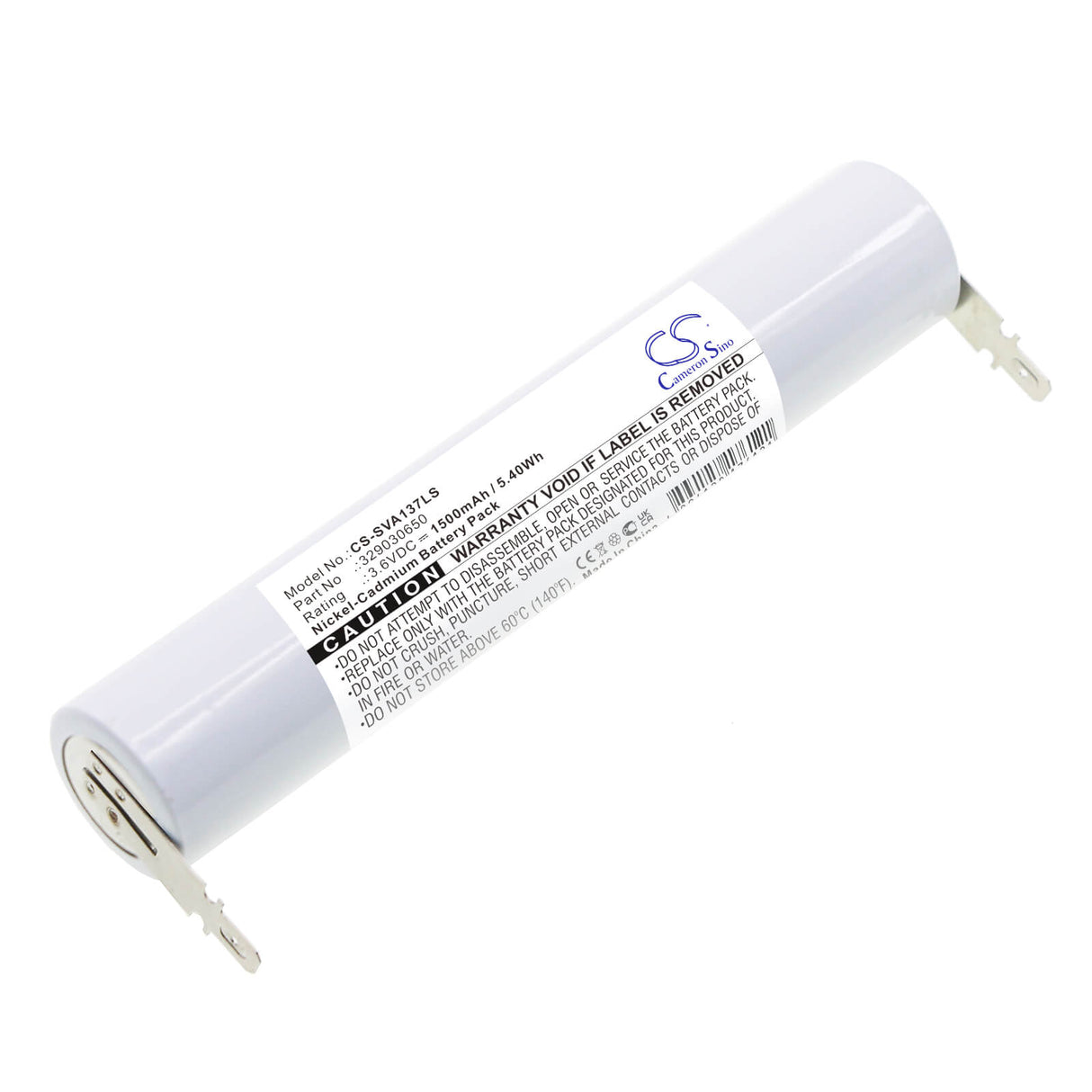 3.6V, Ni-CD, 1500mAh, Batterie d'éclairage de secours compatible avec Schneider, 329030650, Vtd137, 5.40Wh Éclairage d'urgence Cameron Sino Technology Limited