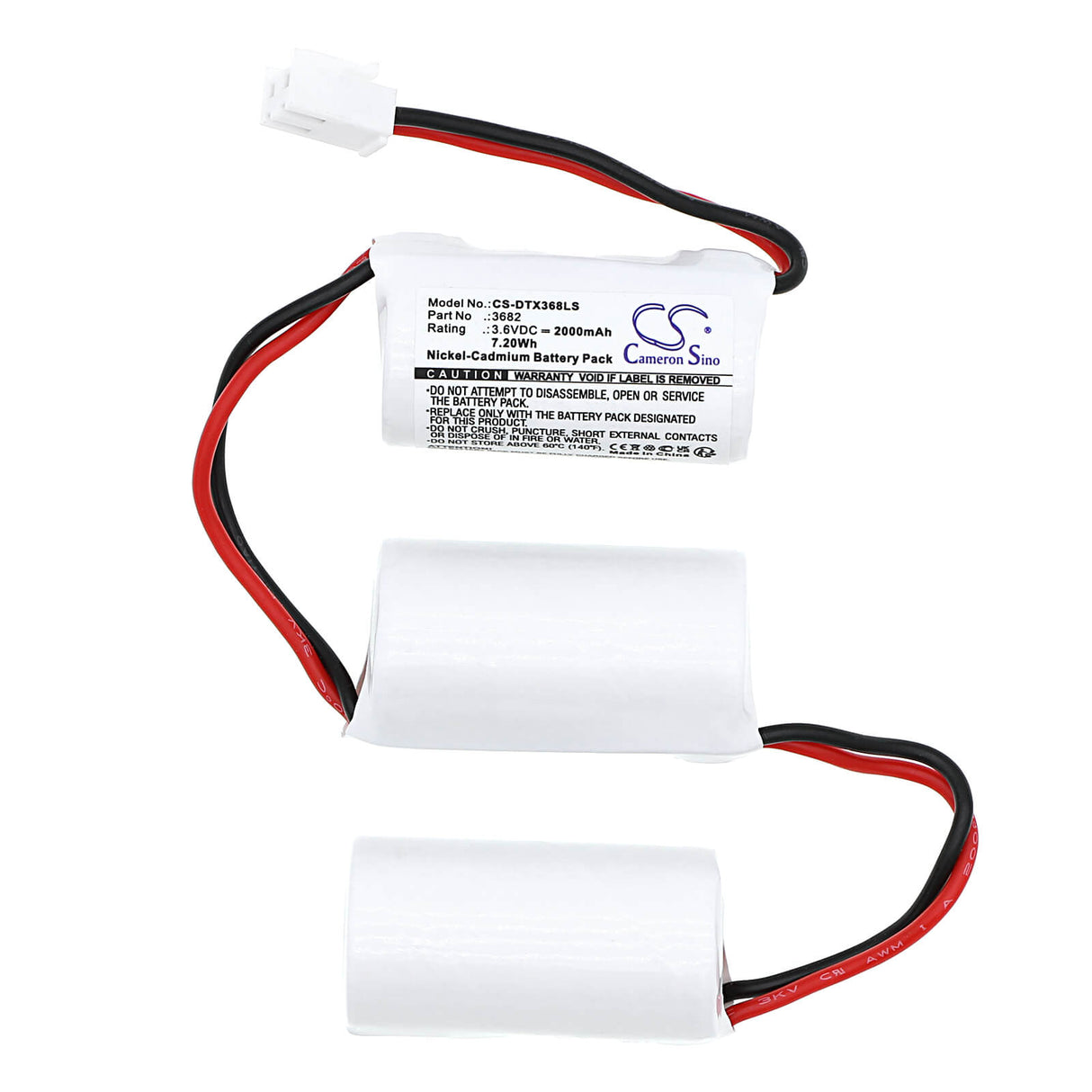 3,6V, Ni-CD, 2000mAh, batterie d'éclairage de secours compatible avec Dotlux, 3682, 3679, Exittop, 7,20Wh Éclairage de secours Cameron Sino Technology Limited