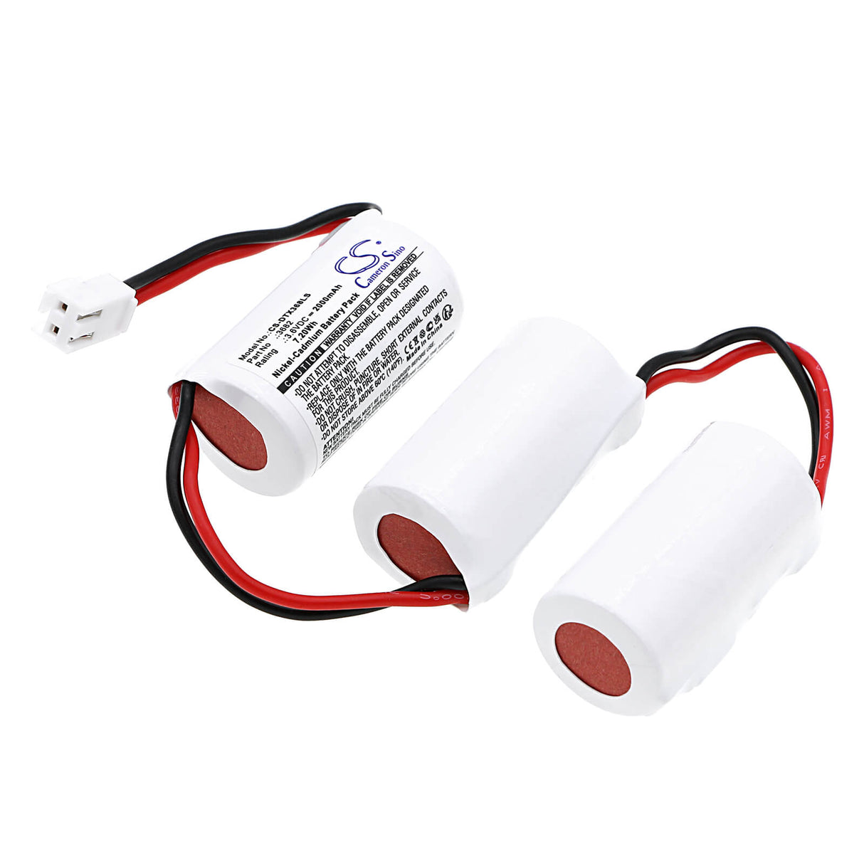 3,6V, Ni-CD, 2000mAh, batterie d'éclairage de secours compatible avec Dotlux, 3682, 3679, Exittop, 7,20Wh Éclairage de secours Cameron Sino Technology Limited