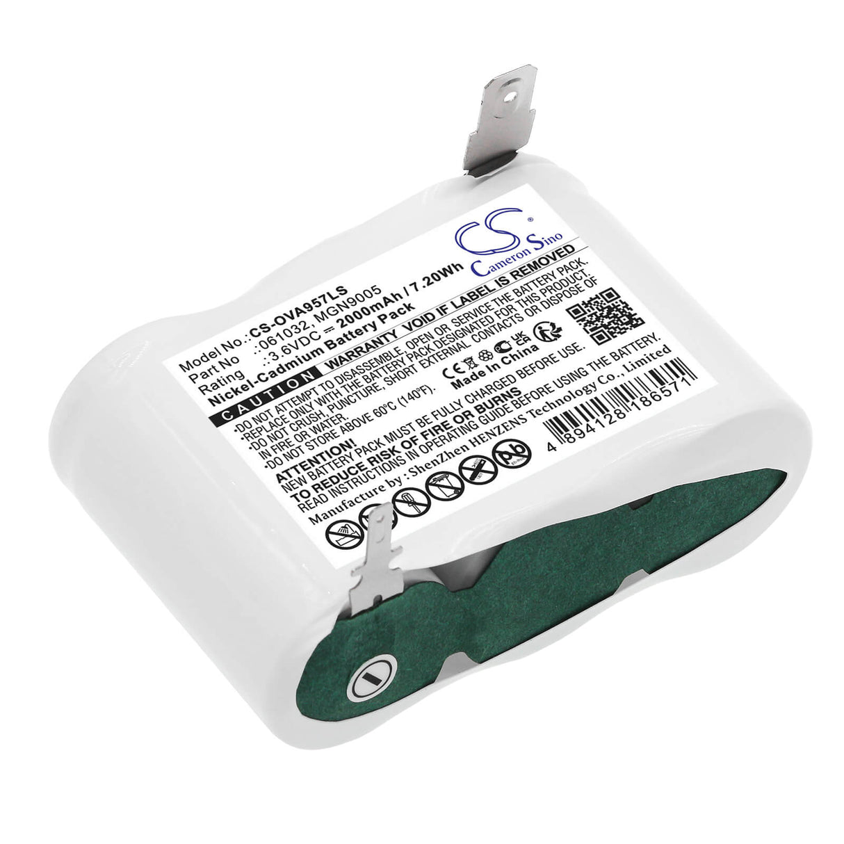 3.6V, Ni-CD, 2000mAh, batterie d'éclairage d'urgence compatible avec Legrand, 61032, 61032, 62540, 7.20Wh Éclairage d'urgence Cameron Sino Technology Limited