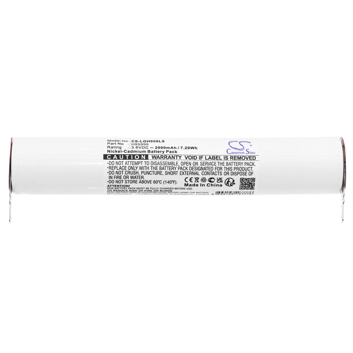 3,6V, Ni-CD, 2000mAh, batterie d'éclairage de secours compatible avec Legrand, 803832, 61883, 7,20Wh Éclairage de secours Cameron Sino Technology Limited