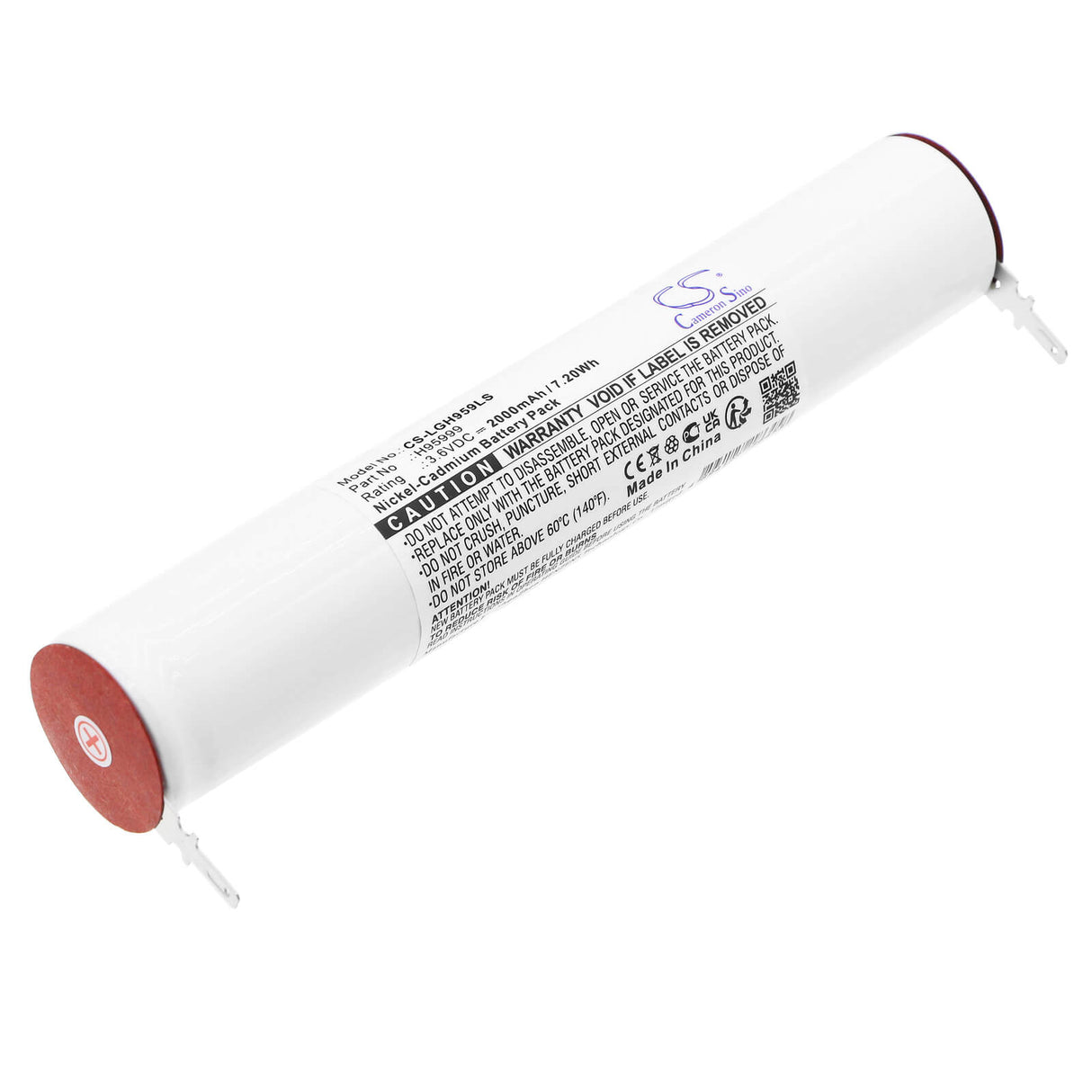 3,6V, Ni-CD, 2000mAh, batterie d'éclairage de secours compatible avec Legrand, 803832, 61883, 7,20Wh Éclairage de secours Cameron Sino Technology Limited