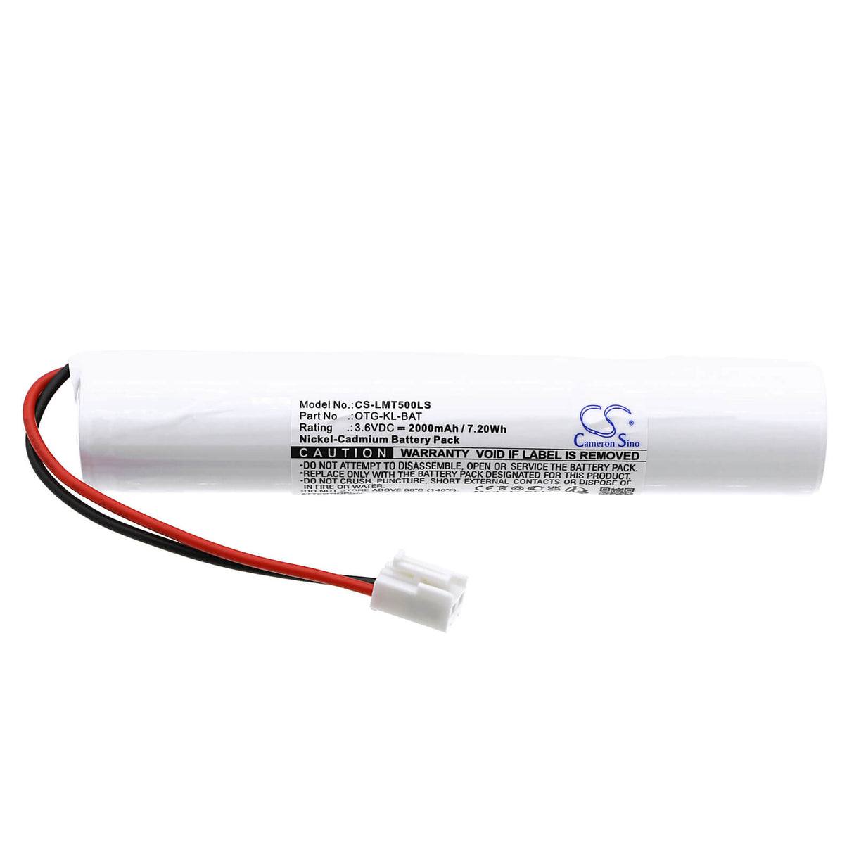 3,6V, Ni-CD, 2000mAh, batterie d'éclairage de secours compatible avec Lumenxl, Otg-kl-bat, Otg-ef-55, Otg-kl, 7,20Wh Éclairage de secours Cameron Sino Technology Limited