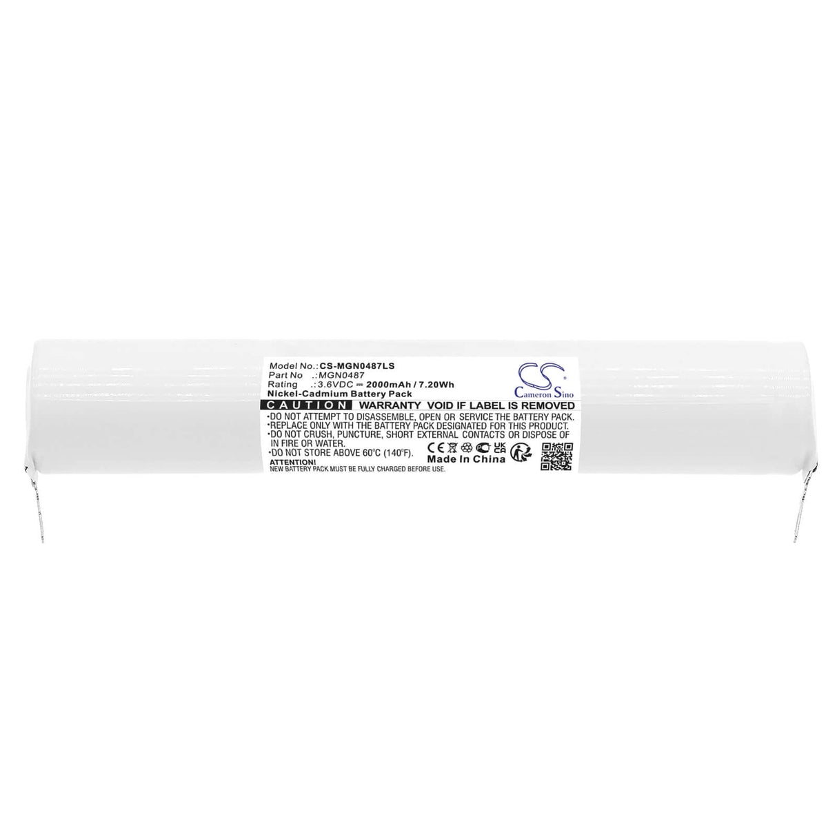 3,6V, Ni-CD, 2000mAh, batterie d'éclairage de secours compatible avec Schneider, Mgn0487, 134896, 186002, 7,20Wh Éclairage de secours Cameron Sino Technology Limited