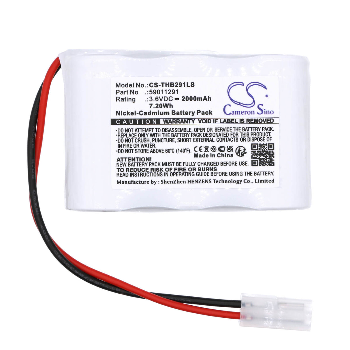 3.6V, Ni-CD, 2000mAh, batterie d'éclairage de secours compatible avec Thorn Voyager, 59011291, 96633305, 96633308, 7.20Wh Éclairage de secours Cameron Sino Technology Limited