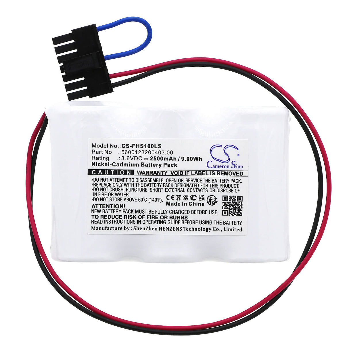 3.6V, Ni-CD, 2500mAh, Batterie d'éclairage d'urgence compatible avec Fulham, 5600123200403, Hotspot 1, 9.00Wh Éclairage d'urgence Cameron Sino Technology Limited