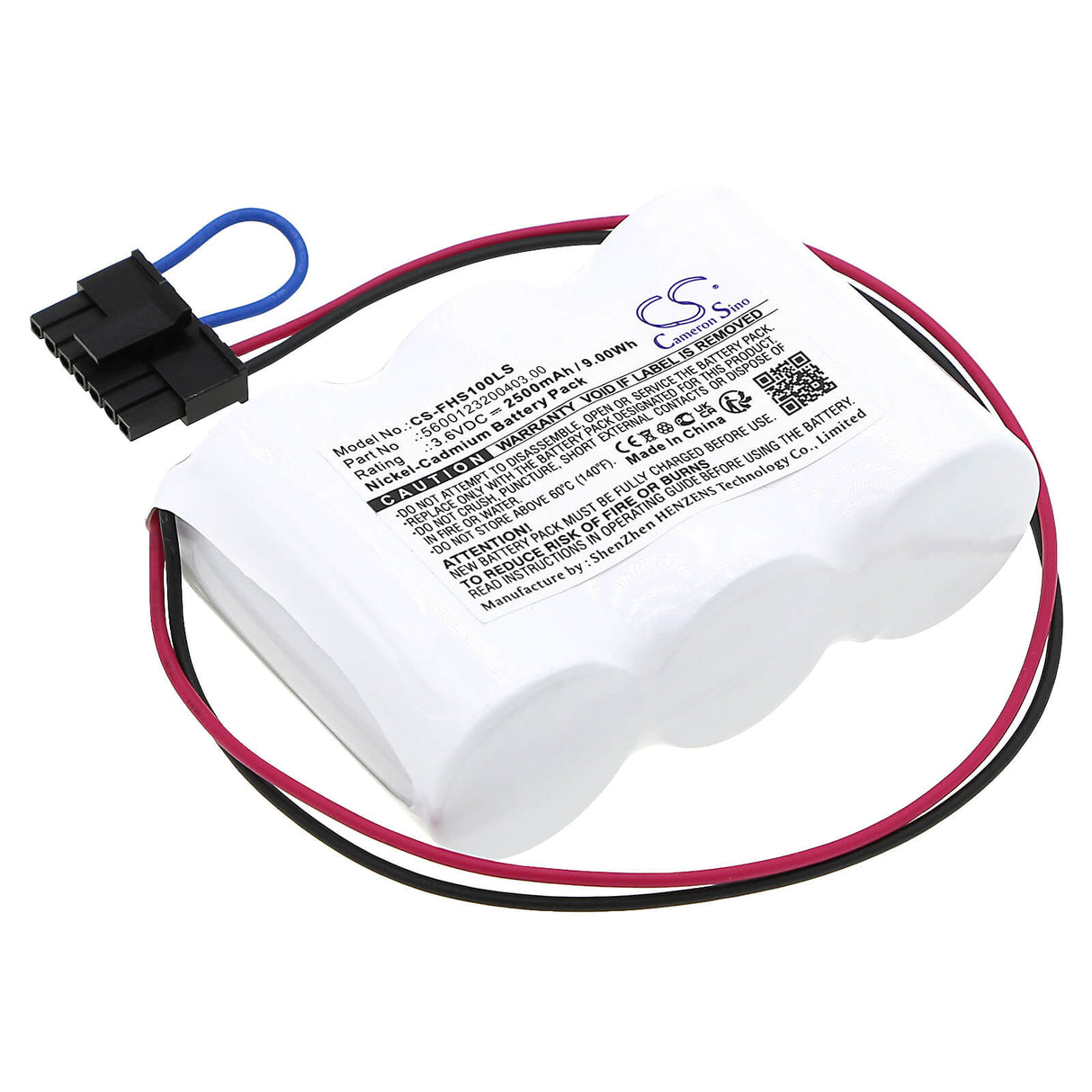 3.6V, Ni-CD, 2500mAh, Batterie d'éclairage d'urgence compatible avec Fulham, 5600123200403, Hotspot 1, 9.00Wh Éclairage d'urgence Cameron Sino Technology Limited