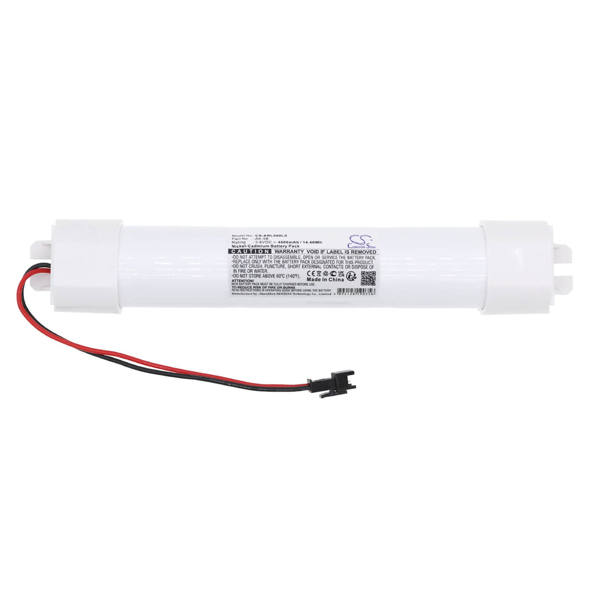 3,6V, Ni-CD, 4000mAh, batterie d'éclairage de secours convient à Arsel, Ak-58, Ak-141, Ak-143, 14,40Wh Éclairage d'urgence Cameron Sino Technology Limited