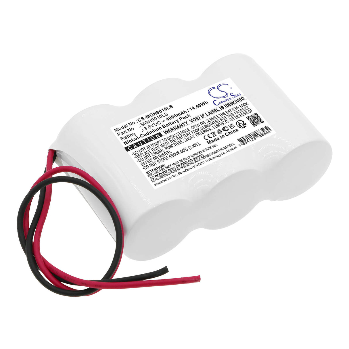 3,6V, Ni-CD, 4000mAh, batterie d'éclairage de secours compatible avec Cameron Sino Technologies, CS-MGH9010LS, 14,40Wh Éclairage de secours Cameron Sino Technology Limited