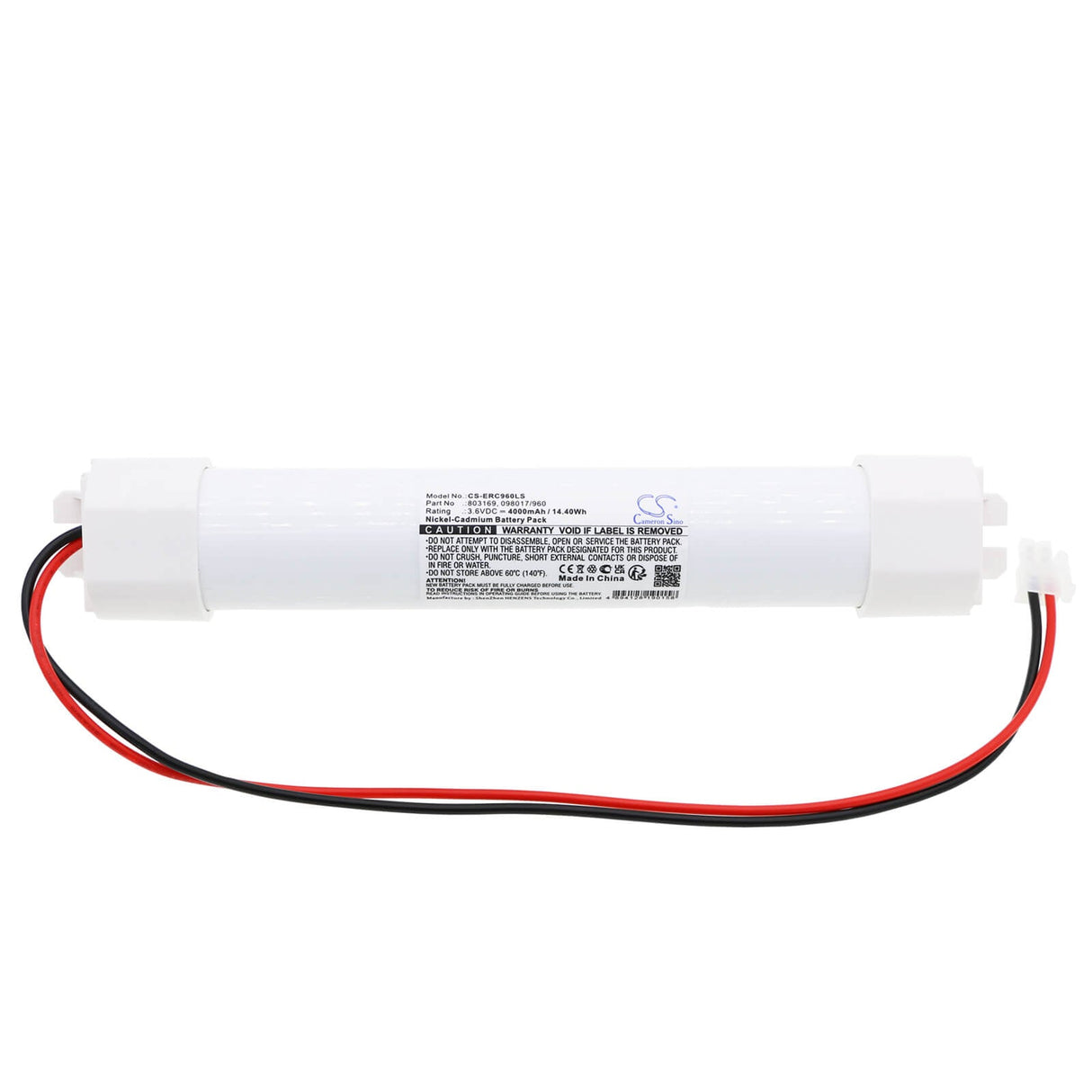 3,6V, Ni-CD, 4000mAh, batterie d'éclairage de secours compatible avec Erc, Arts, 098017/960, éclairage de secours Combitronic, Lfe 03b, 14,40Wh éclairage de secours Cameron Sino Technology Limited