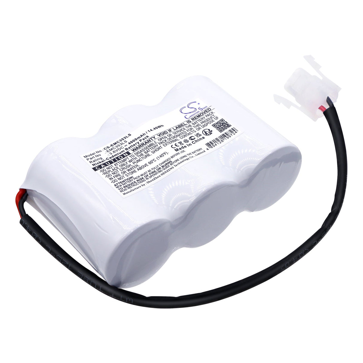 3,6V, Ni-CD, 4000mAh, Batterie d'éclairage de secours par Cameron Sino, 3D BATTERY 45NC70 SBS CON, 14,40Wh Éclairage de secours Cameron Sino Technology Limited