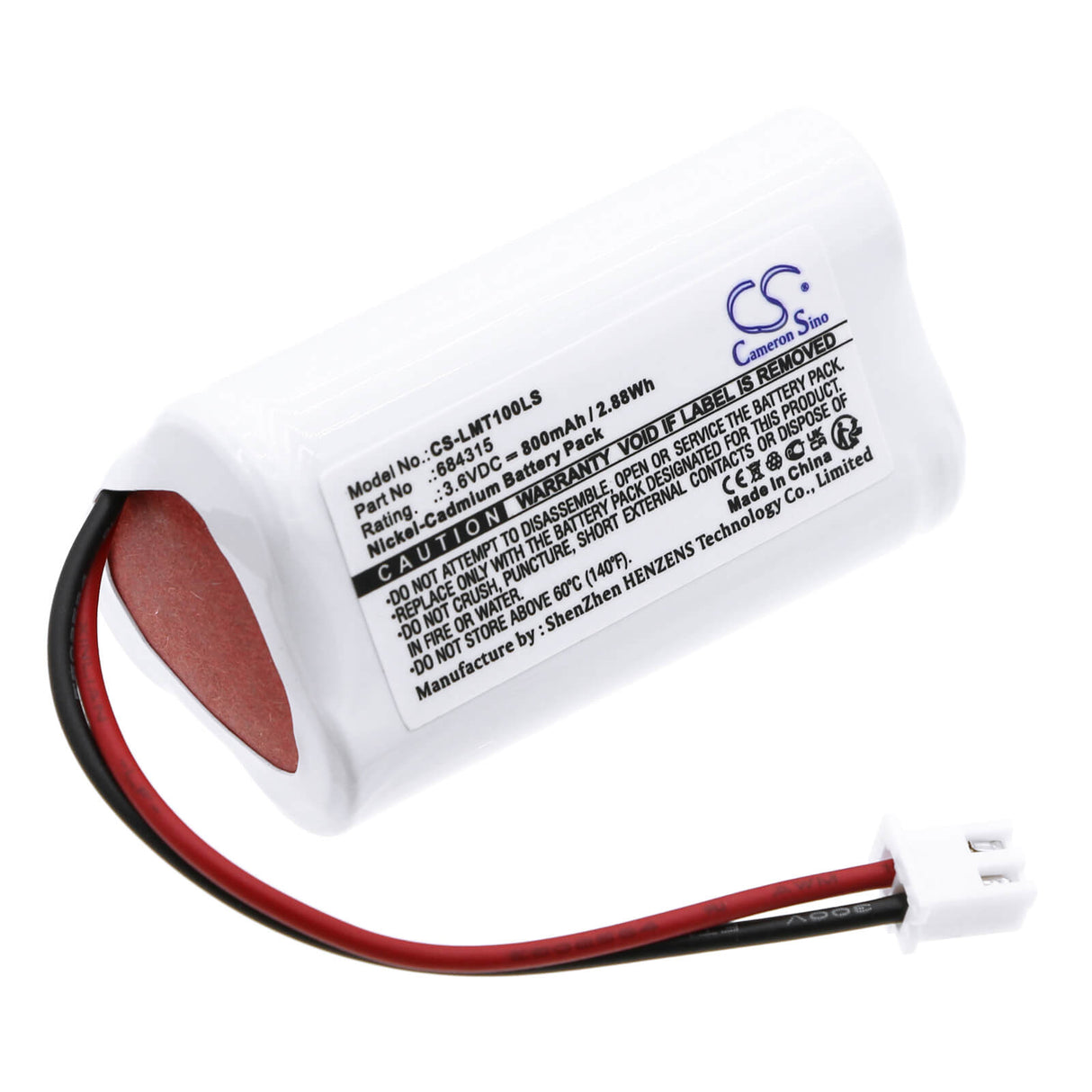 3,6V, Ni-CD, 800mAh, batterie d'éclairage de secours adaptée à Lumenxl, 684315, Otg-ff-6, Otg-hh-1, 2,88Wh Éclairage de secours Cameron Sino Technology Limited