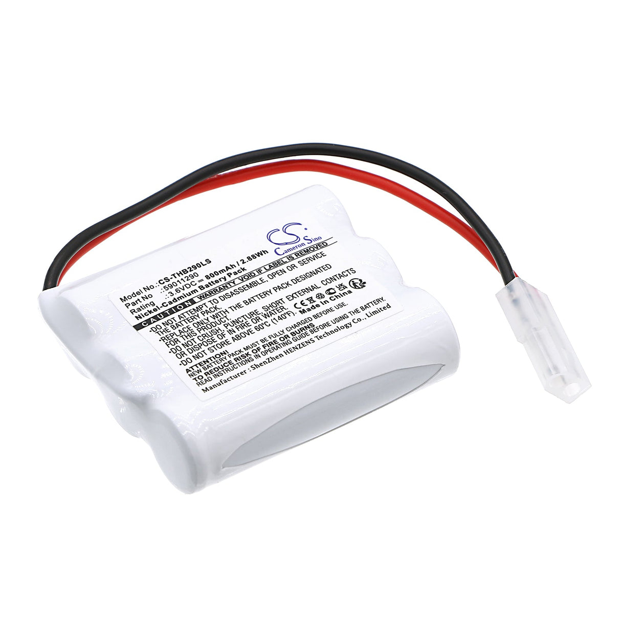 3.6V, Ni-CD, 800mAh, batterie d'éclairage de secours compatible avec Thorn Voyager, 59011290, Blade 2 E3, Blade 2 E3d, 2.88Wh Éclairage d'urgence Cameron Sino Technology Limited