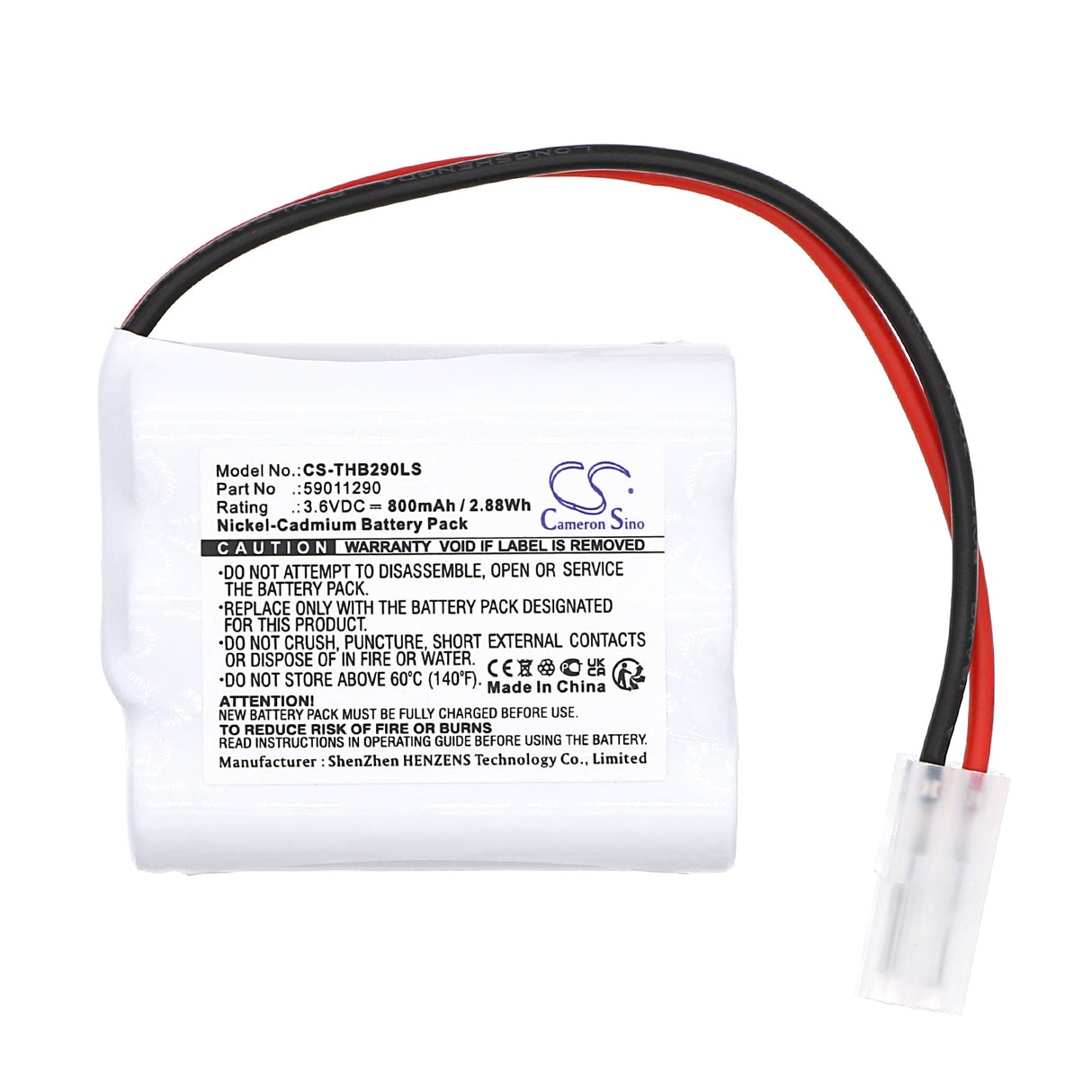 3.6V, Ni-CD, 800mAh, batterie d'éclairage de secours compatible avec Thorn Voyager, 59011290, Blade 2 E3, Blade 2 E3d, 2.88Wh Éclairage d'urgence Cameron Sino Technology Limited