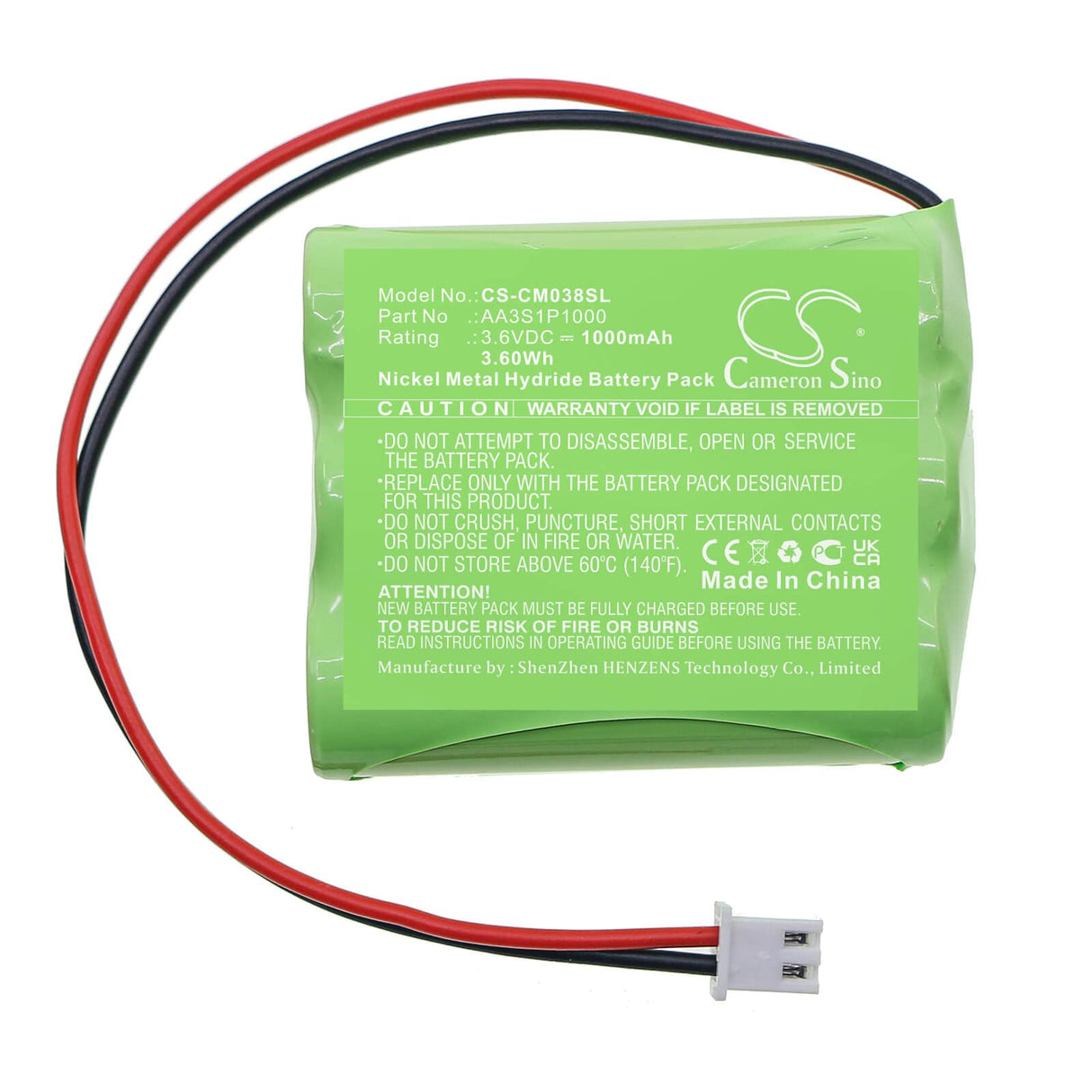 3.6v, Ni-mh, 1000mah, Battery Fits Custom Battery Packs, Aa3s1p1000, 3.60wh Battery Pack Cameron Sino Technology Limited