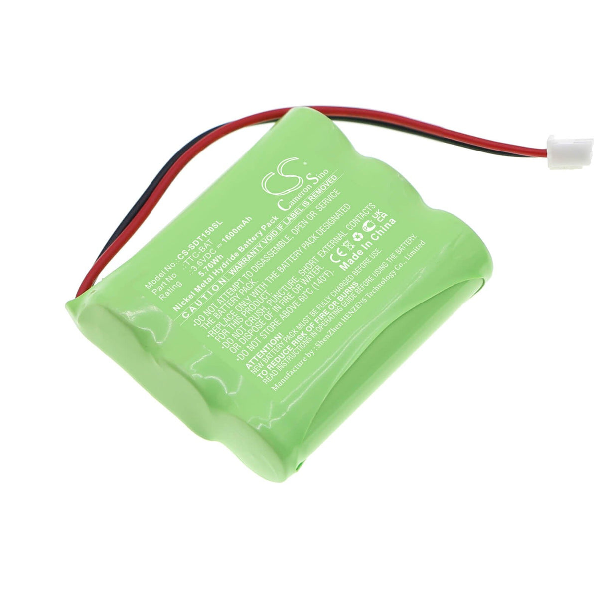 3.6V, Ni-MH, 1600mAh, Batterie d'équipement compatible avec Shimpo, Ttc-bat, Testeurs TTC, Testeur d'outils de couple TTC, 5.76Wh Équipement, Enquête, Test Cameron Sino Technology Limited