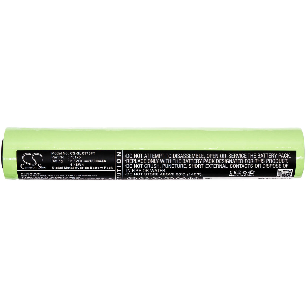3.6V, Ni-MH, 1800mAh, Flashlight battery fits Peli, Streamlight, 75175, 75175, 75300, 6.48Wh Flashlight Cameron Sino Technology Limited