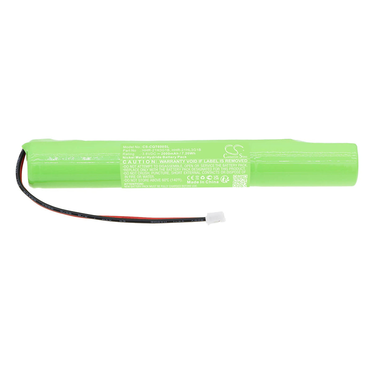 3.6V, Ni-MH, 2000mAh, Batterie de terminal de paiement compatible avec Casio, Hhr-21h3g1b, Qt-6000, Qt-6100, 7.20Wh Terminal de paiement Cameron Sino Technology Limited