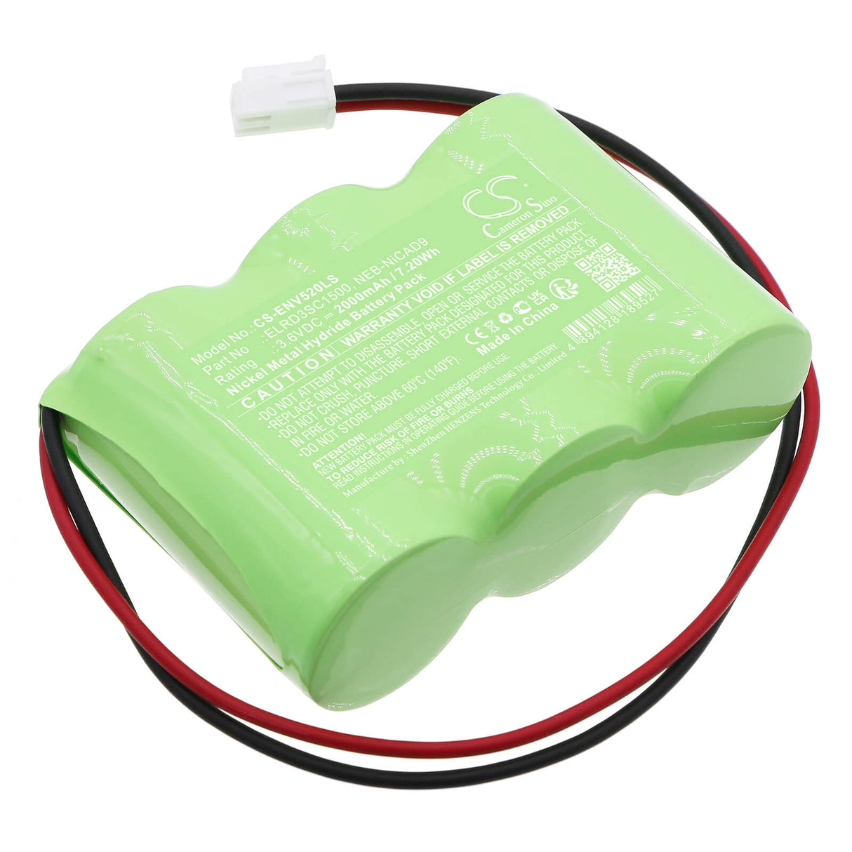 3,6V, Ni-MH, 2000mAh, batterie d'éclairage d'urgence convient à Elro, Elrd3sc1500, Nv52, 7,20Wh Éclairage d'urgence Cameron Sino Technology Limited