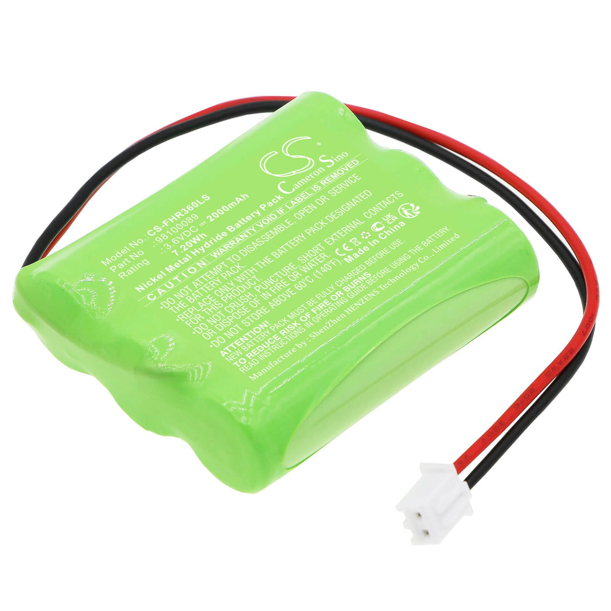 3,6V, Ni-MH, 2000mAh, Batterie d'éclairage de secours compatible avec Fischer, 98100089, Ap-0360-0100-aa-nc-01, 7,20Wh Éclairage de secours Cameron Sino Technology Limited