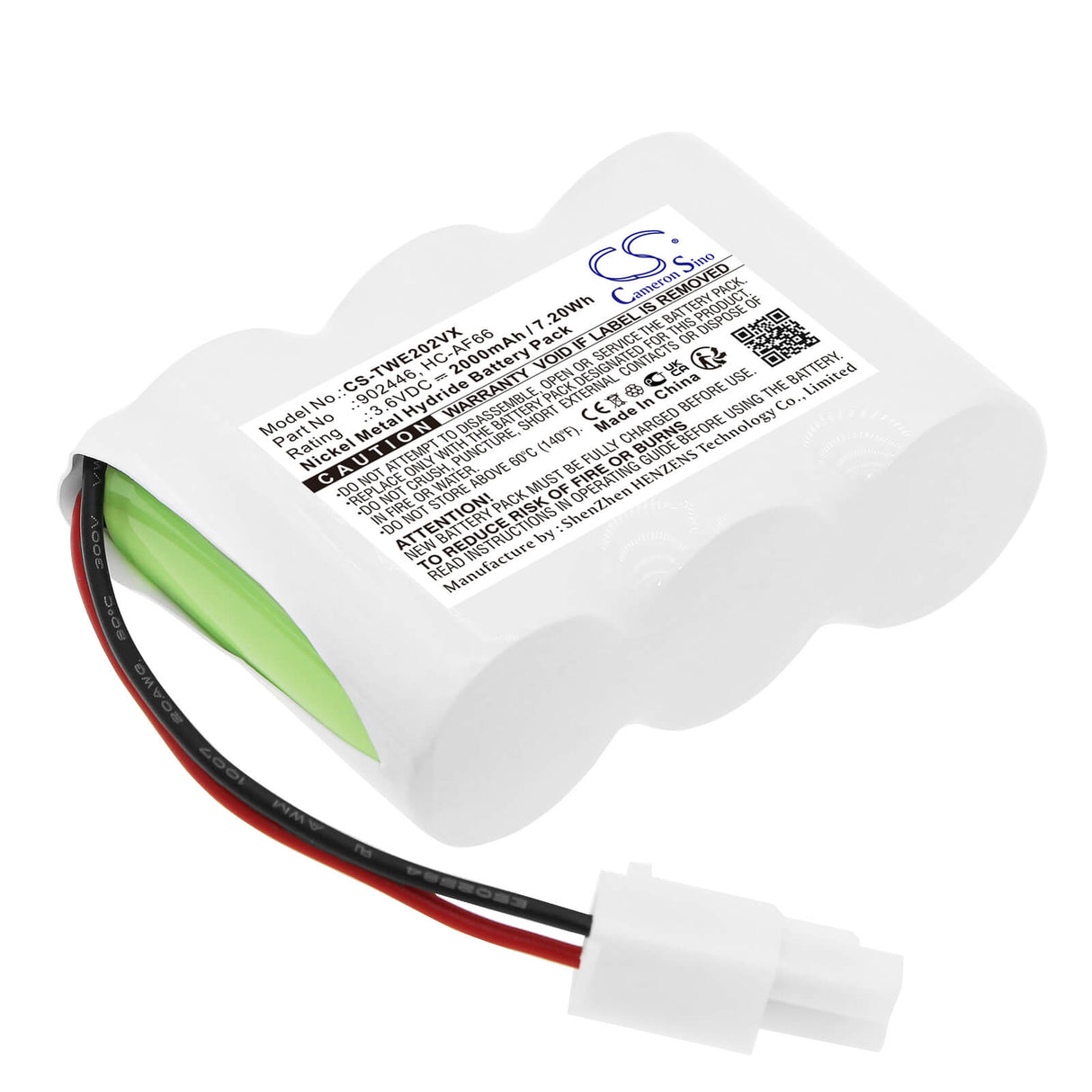 3.6V, Ni-MH, 2000mAh, Vacuum battery fits Twinbird, Hc-e202, Hc-e202w, Hc-e22c, 7.20Wh Vacuum Cameron Sino Technology Limited