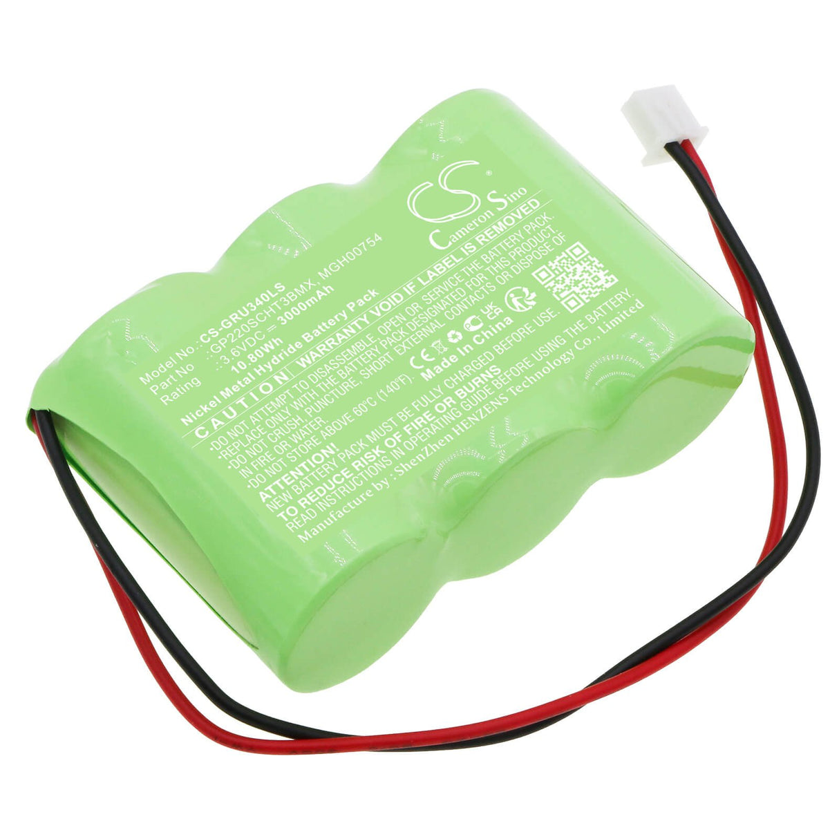 3,6V, Ni-MH, 3000mAh, batterie d'éclairage de secours compatible avec Legrand, Gp220scht3bmx, 61096, Eco2, 10,80Wh Éclairage de secours Cameron Sino Technology Limited
