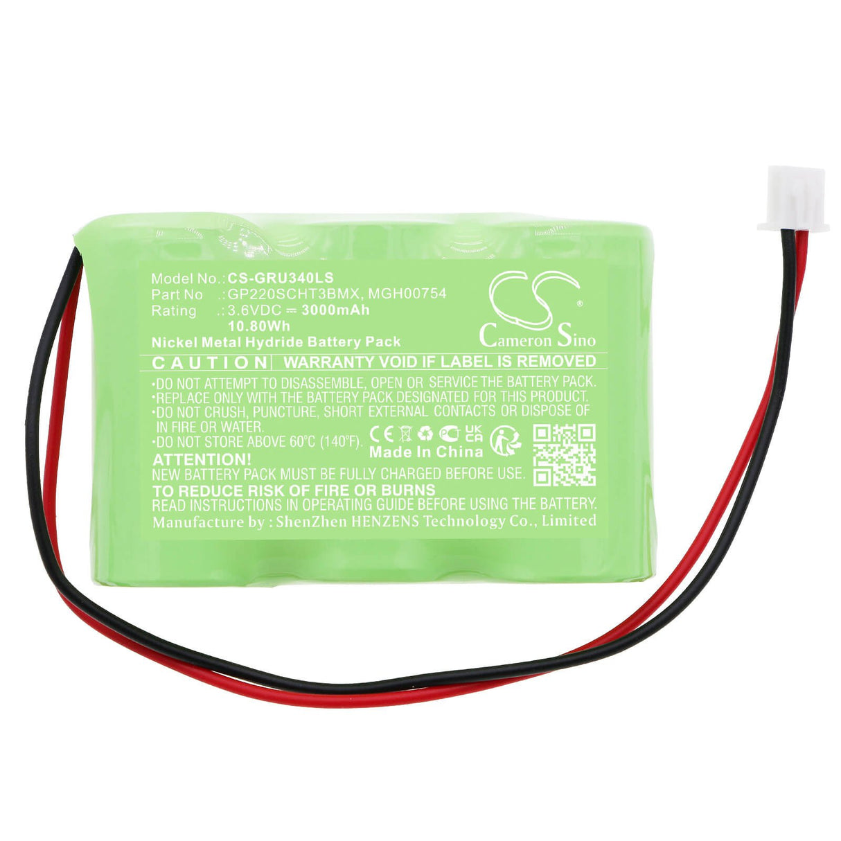 3,6V, Ni-MH, 3000mAh, batterie d'éclairage de secours compatible avec Legrand, Gp220scht3bmx, 61096, Eco2, 10,80Wh Éclairage de secours Cameron Sino Technology Limited