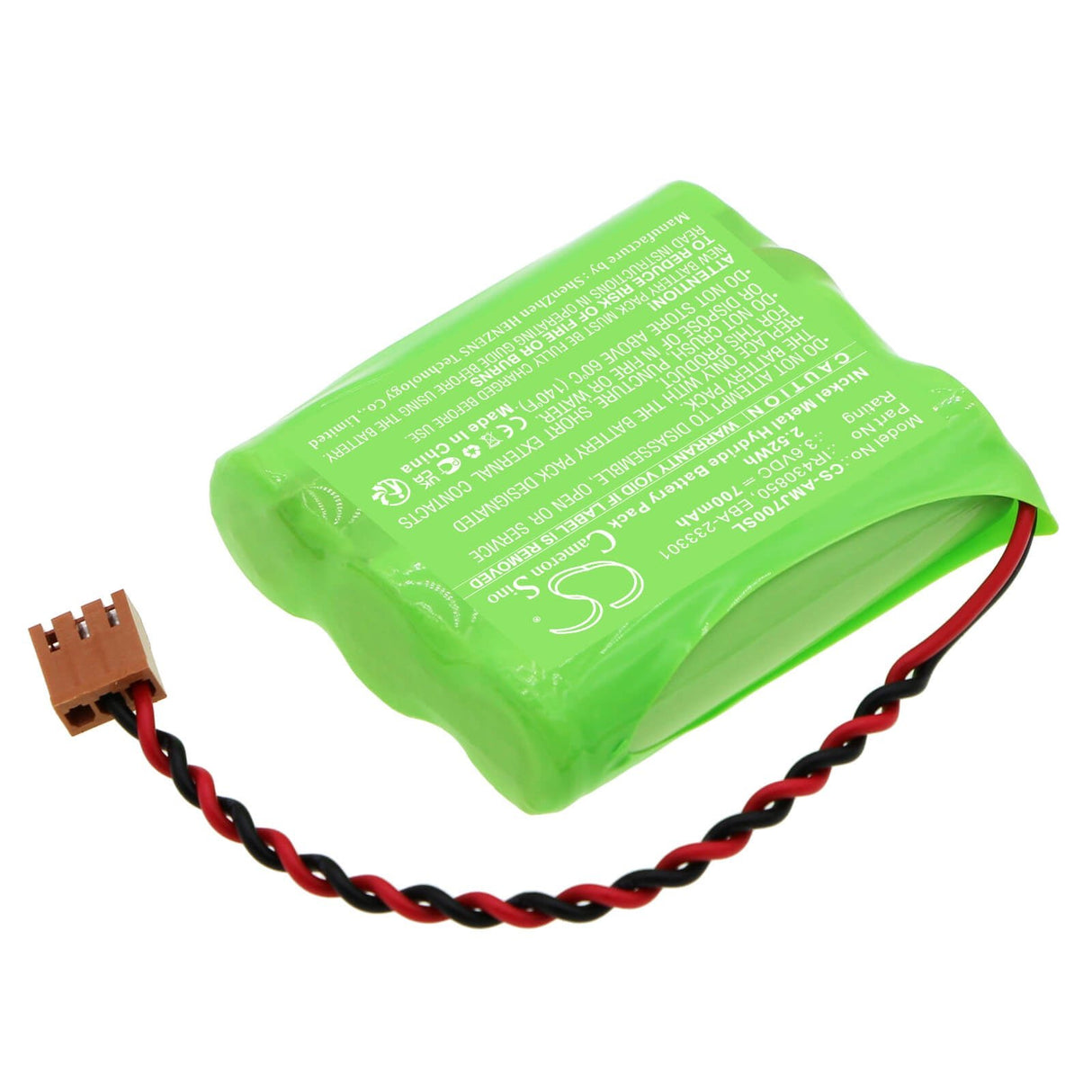 3.6v, Ni-mh, 700mah, Batterie d'horloge de temps compatible avec Amano Mjr-7000, Mjr-7000ez, Mjr-8000, 2.52wh Horloge de temps Cameron Sino Technology Limited