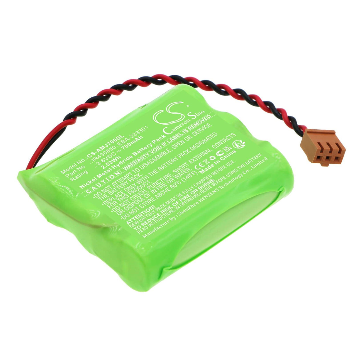 3.6v, Ni-mh, 700mah, Batterie d'horloge de temps compatible avec Amano Mjr-7000, Mjr-7000ez, Mjr-8000, 2.52wh Horloge de temps Cameron Sino Technology Limited