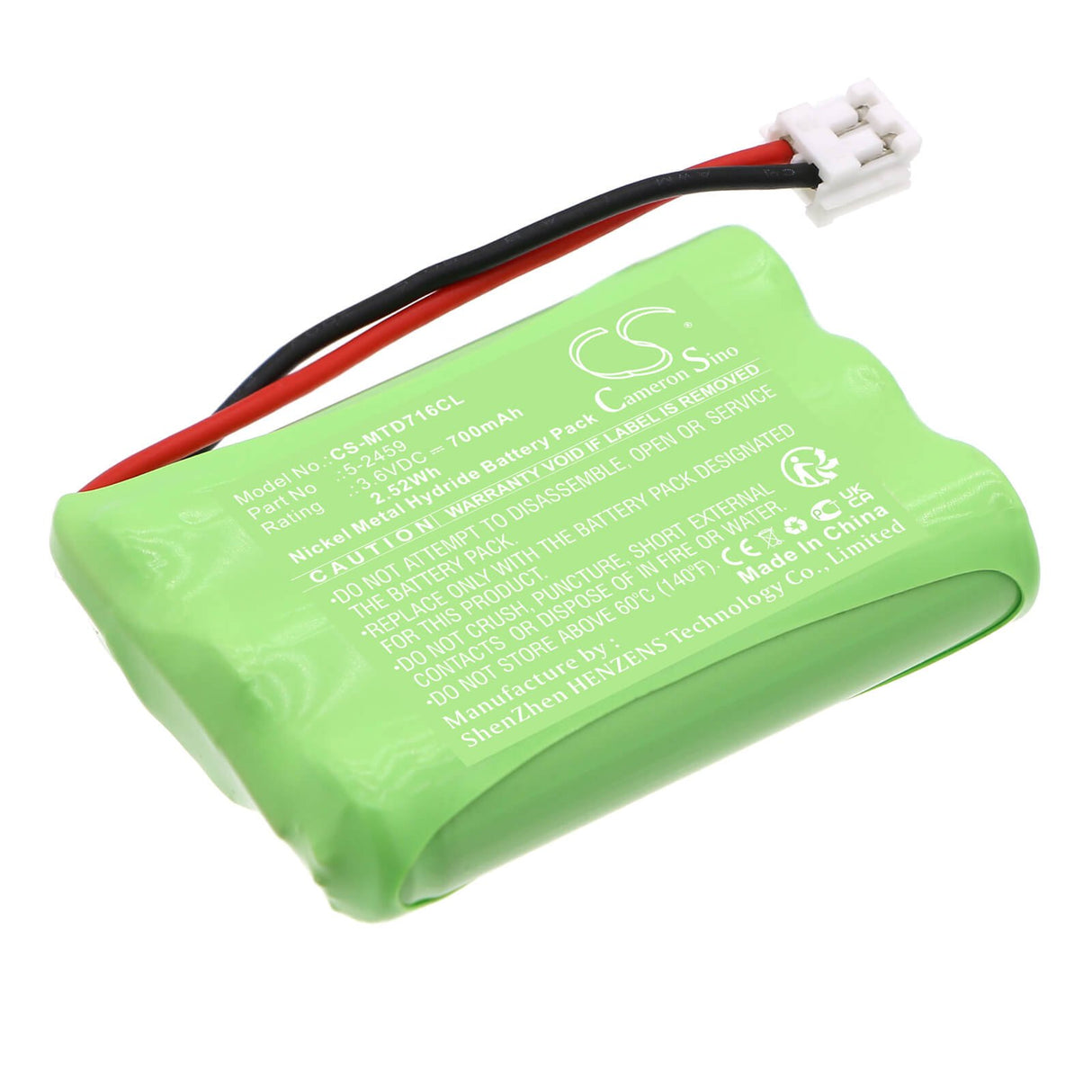 3,6V, Ni-MH, 700mAh, batterie de téléphone sans fil compatible avec Sanik, At&t, General, Motorola, Rca, Gp, Sanyo, Ge, Byd, Philips, Saft, 230-0969, E1937b, E560-2, 2,52Wh Téléphone sans fil Cameron Sino Technology Limited (Téléphone sans fil)