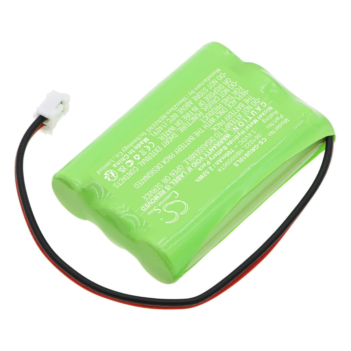 3.6V, Ni-MH, 700mAh, batterie d'éclairage d'urgence compatible avec Legrand, 61022, 61022, 62520, 2.52Wh Éclairage d'urgence Cameron Sino Technology Limited