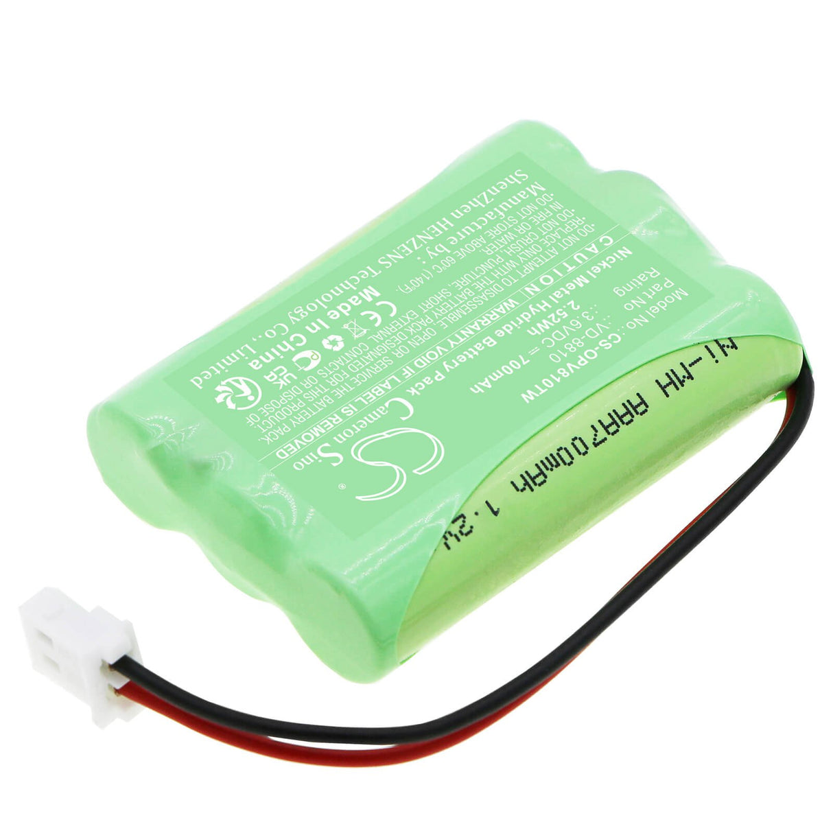 3.6v, Ni-mh, 700mah, Security Battery Fits Optex Iq-nimh-001, Ivision Wireless Two-way Intercom, 2.52wh Home Security Camera Cameron Sino Technology Limited